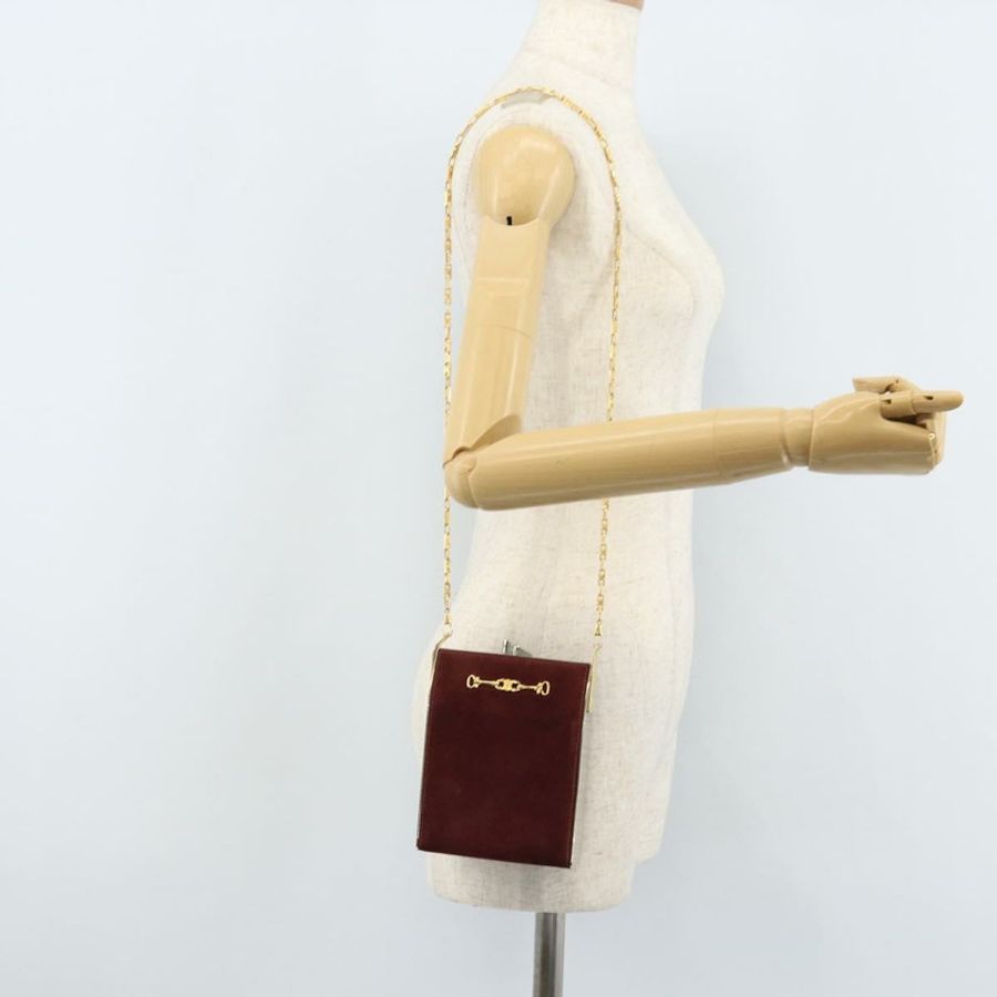 【日本直送】CELINE 馬銜扣鏈單肩包 麂皮 波爾多金 正品 ARZ301V-21