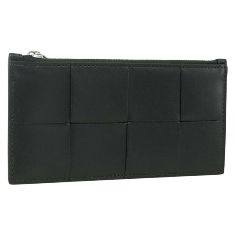 【日本直送】BOTTEGA VENETA MAXI INTRECCIATO 零皮夾 皮革 黑色 銀色 正品 BA11372V-0