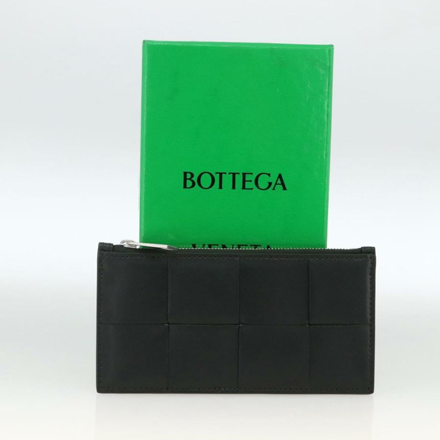【日本直送】BOTTEGA VENETA MAXI INTRECCIATO 零皮夾 皮革 黑色 銀色 正品 BA11372V-11