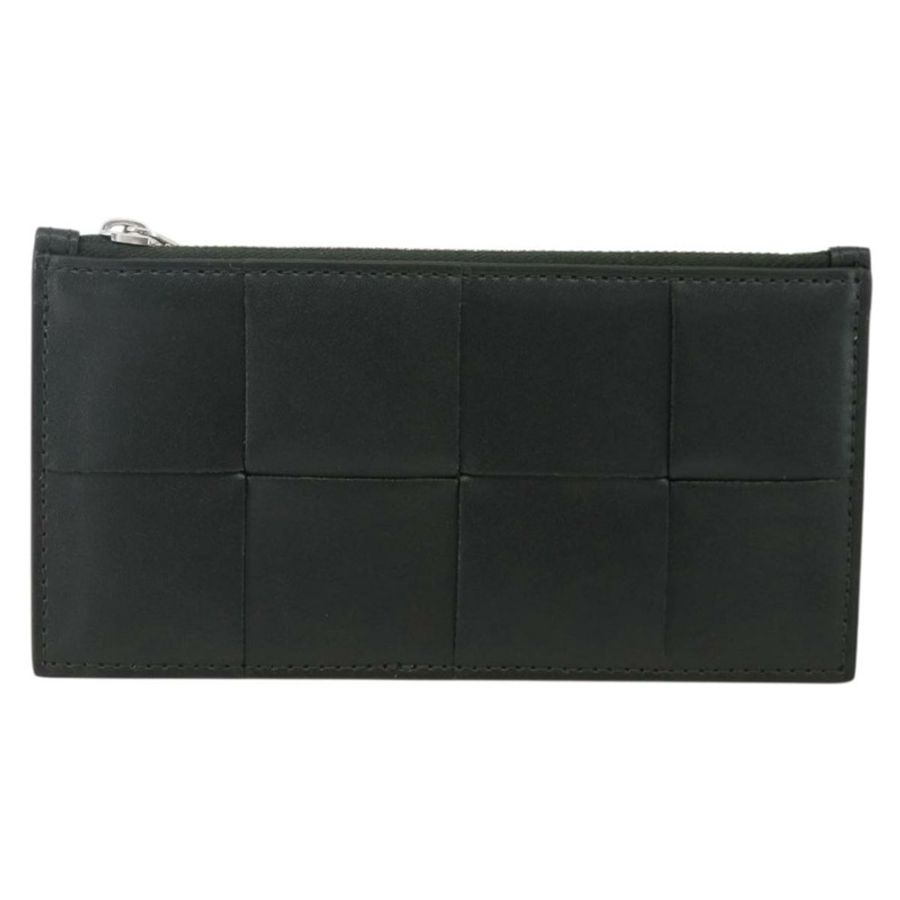 【日本直送】BOTTEGA VENETA MAXI INTRECCIATO 零皮夾 皮革 黑色 銀色 正品 BA11372V-12