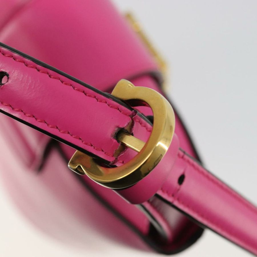 【日本直送】Salvatore Ferragamo Gancini 單肩包 皮革 粉紅色 金飾 正品 ARZ836A-7