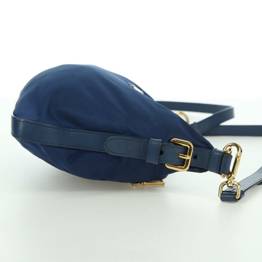 【日本直送】PRADA 尼龍皮革肩包 藍色金色 正品 ARZ849A-5