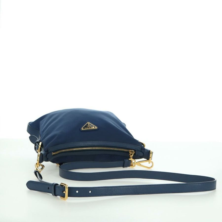 【日本直送】PRADA 尼龍皮革肩包 藍色金色 正品 ARZ849A-8