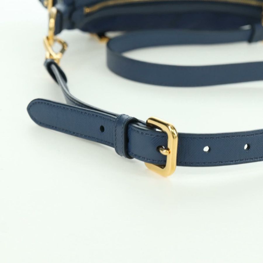 【日本直送】PRADA 尼龍皮革肩包 藍色金色 正品 ARZ849A-9