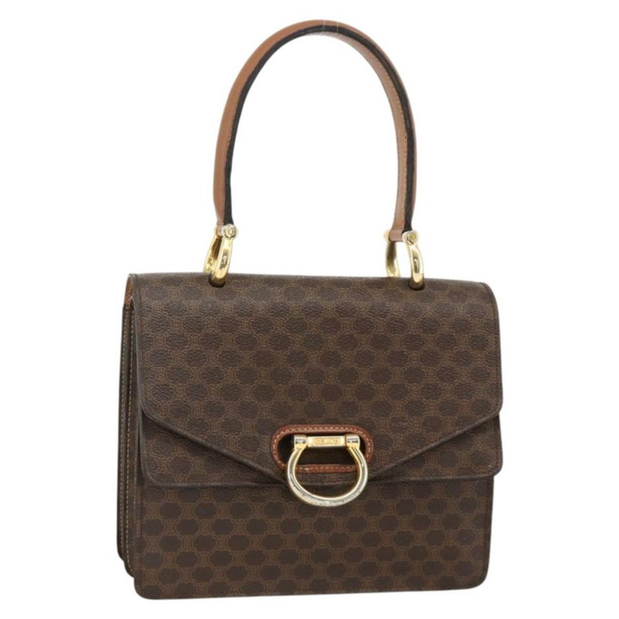 【日本直送】CELINE Macadam帆布手提包 PVC皮革 棕色 金色 正品 174191A-0