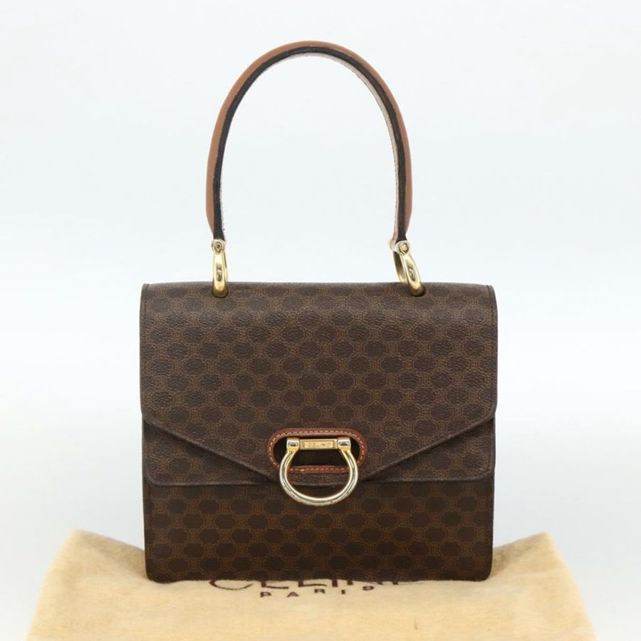 【日本直送】CELINE Macadam帆布手提包 PVC皮革 棕色 金色 正品 174191A-11