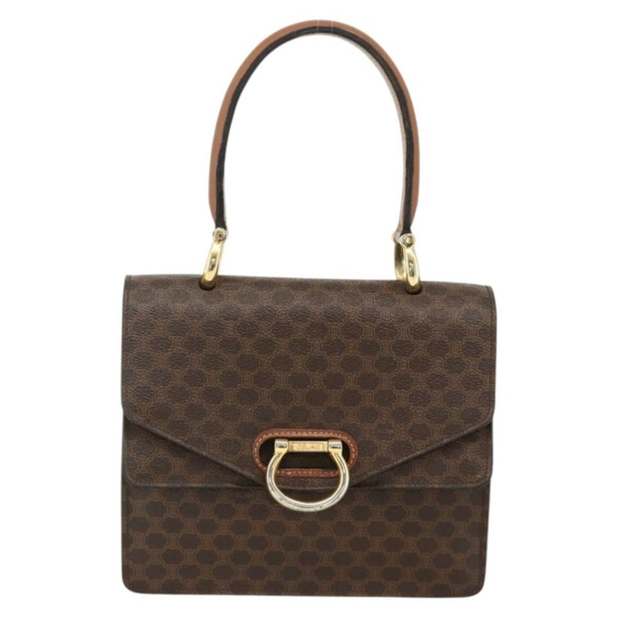 【日本直送】CELINE Macadam帆布手提包 PVC皮革 棕色 金色 正品 174191A-12