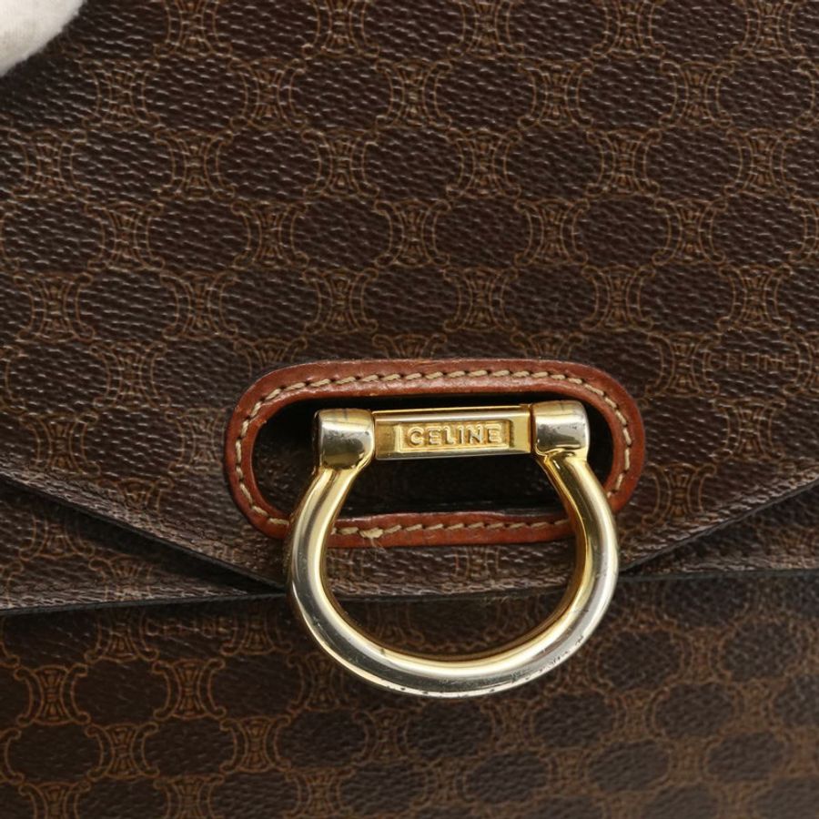 【日本直送】CELINE Macadam帆布手提包 PVC皮革 棕色 金色 正品 174191A-16