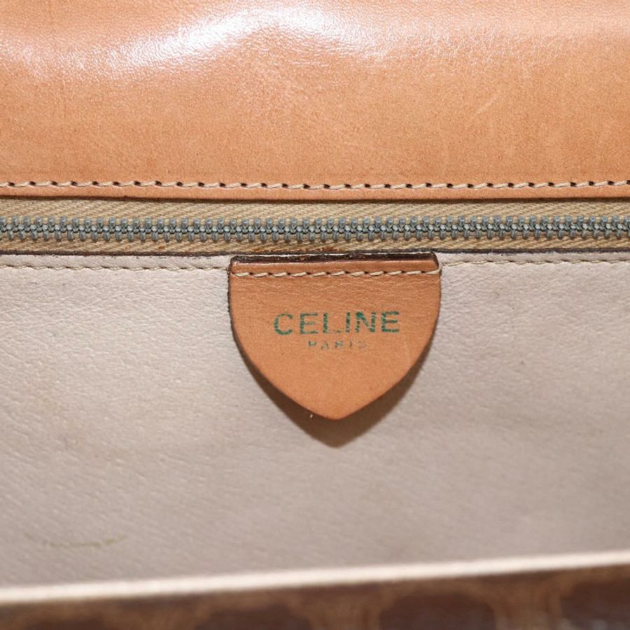 【日本直送】CELINE Macadam帆布手提包 PVC皮革 棕色 金色 正品 174191A-17