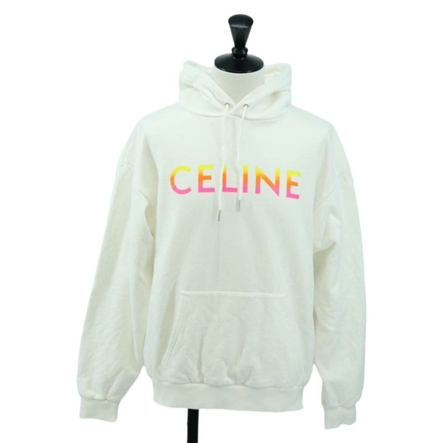 【日本直送】CELINE 連帽衫 純棉 M 白色 正品 174768A-0