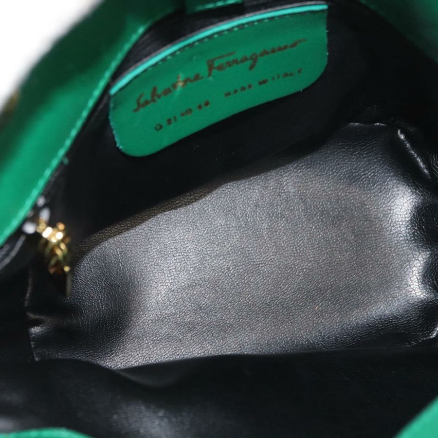 【日本直送】Salvatore Ferragamo 皮革肩背包 綠色 金色 正品 167004A-9
