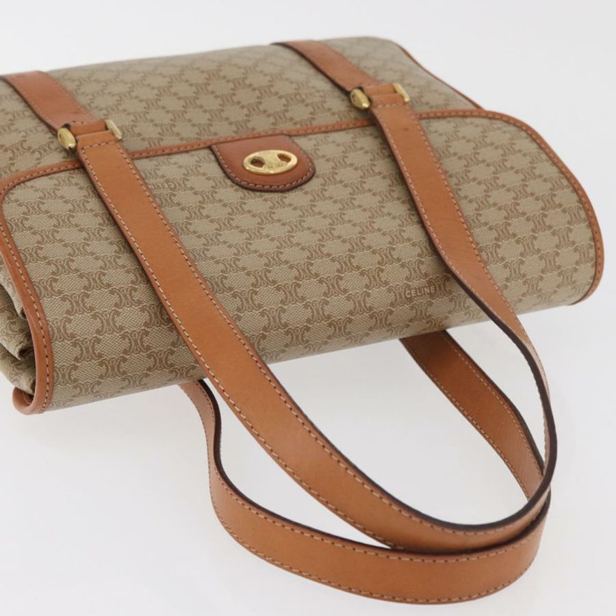 【日本直送】CELINE Macadam帆布手提包 PVC 米色 金色 正品 am11418A-5