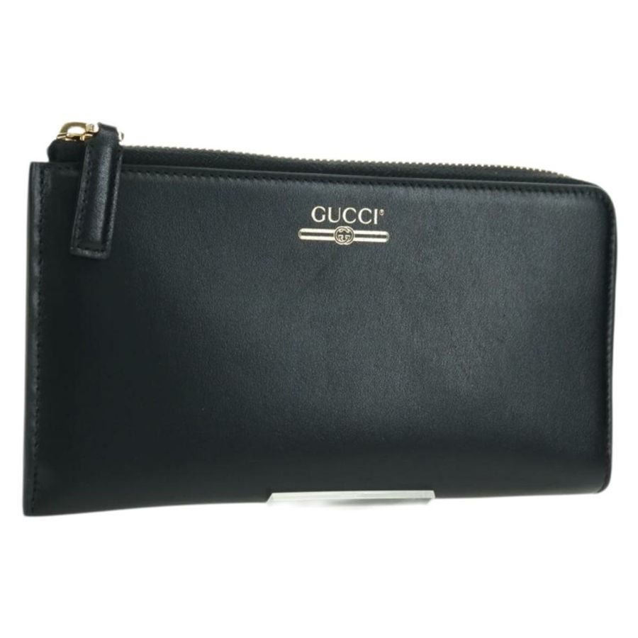 【日本直送】GUCCI L 型圓形長錢包,黑色金色皮革,貨號 573116,正品 am11415V-0
