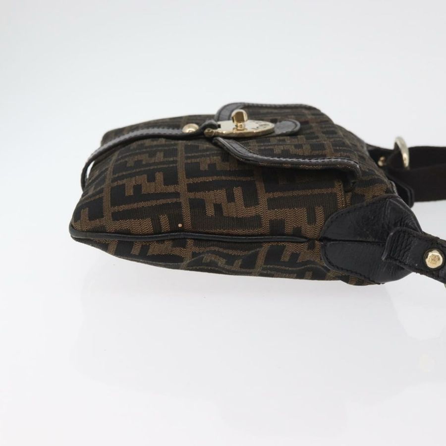 【日本直送】FENDI Zucca帆布單肩包 黑色棕色 正品 177159A-2