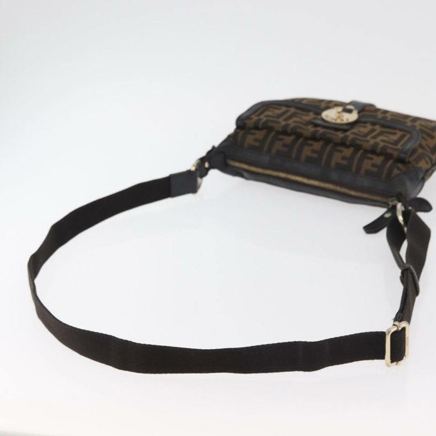 【日本直送】FENDI Zucca帆布單肩包 黑色棕色 正品 177159A-6