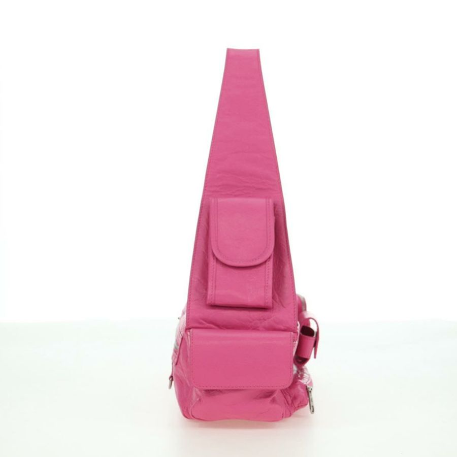 【日本直送】BALENCIAGA Super Busy 單肩包,皮革材質,粉紅色/銀色,貨號 762516,正品編號 177134SM-2