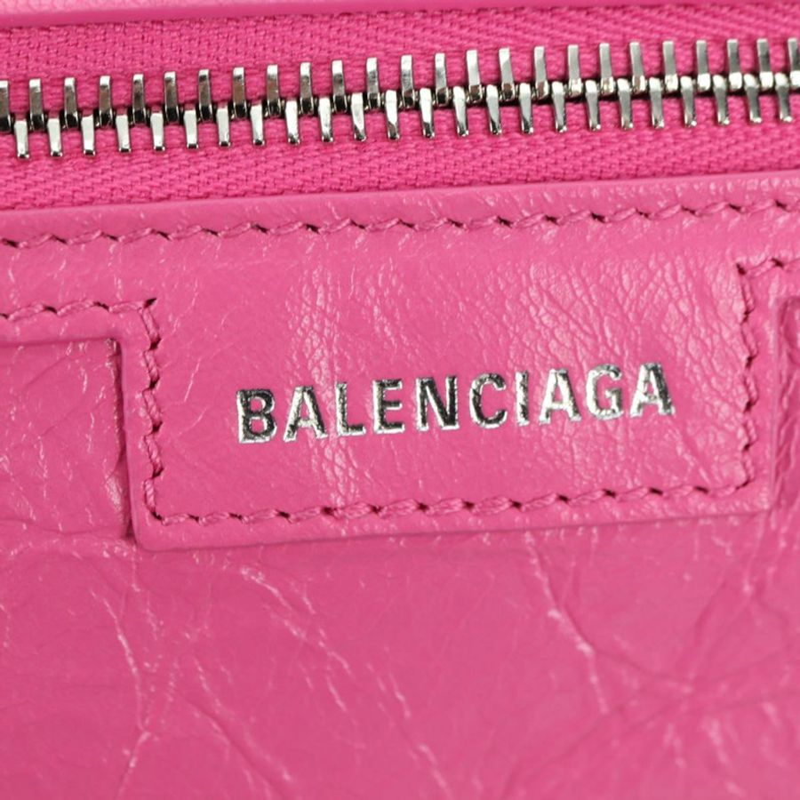 【日本直送】BALENCIAGA Super Busy 單肩包,皮革材質,粉紅色/銀色,貨號 762516,正品編號 177134SM-17