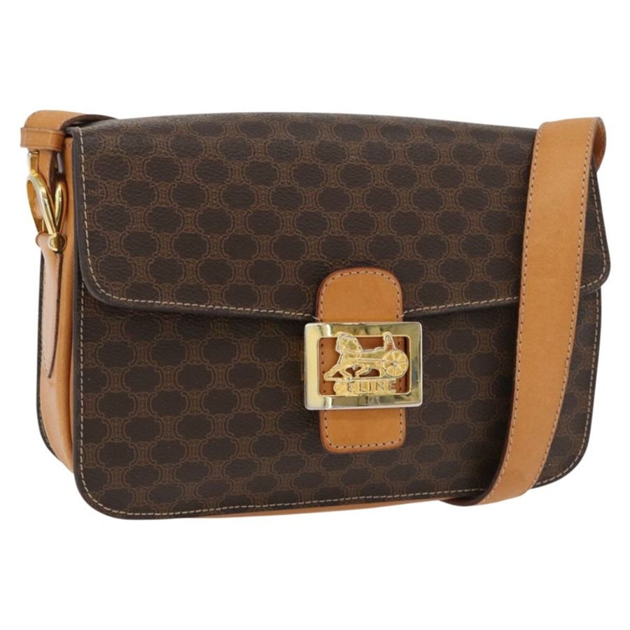 【日本直送】CELINE Macadam帆布馬車包 PVC皮革 棕色 金色 正品 177443A-0