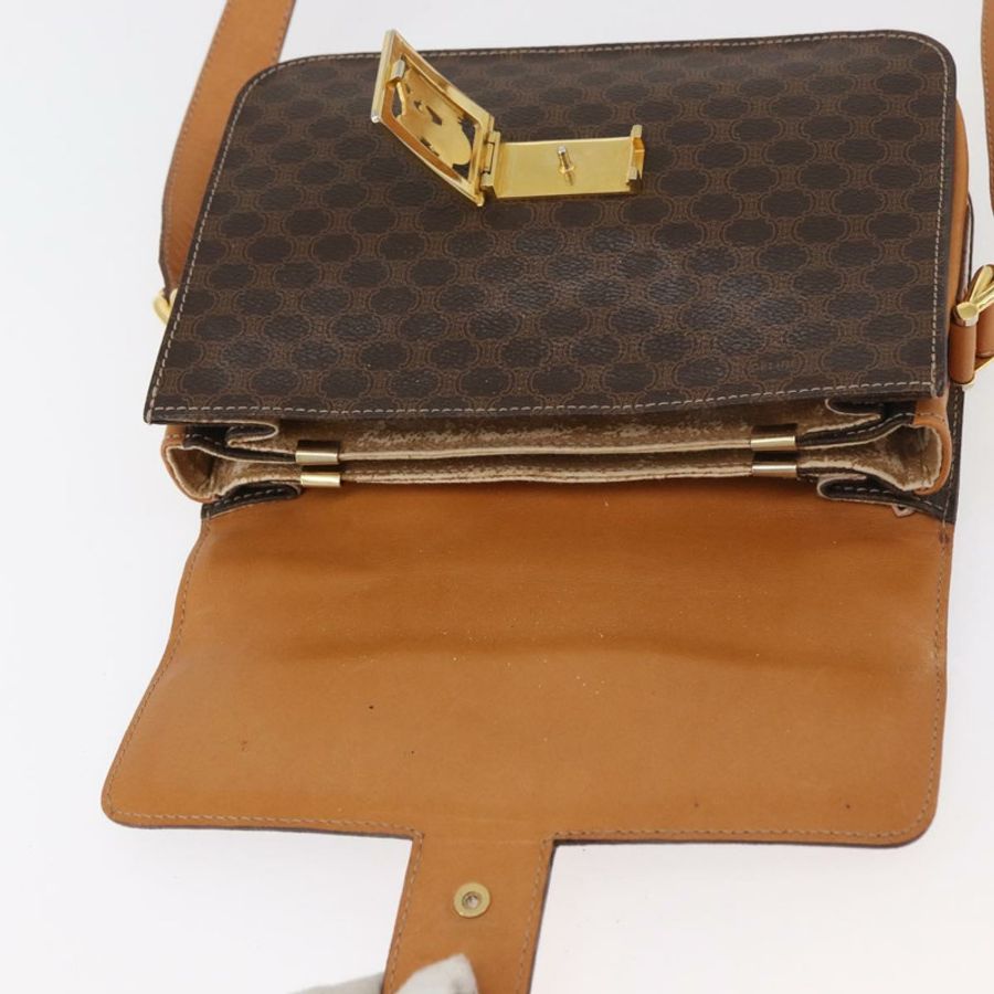 【日本直送】CELINE Macadam帆布馬車包 PVC皮革 棕色 金色 正品 177443A-8