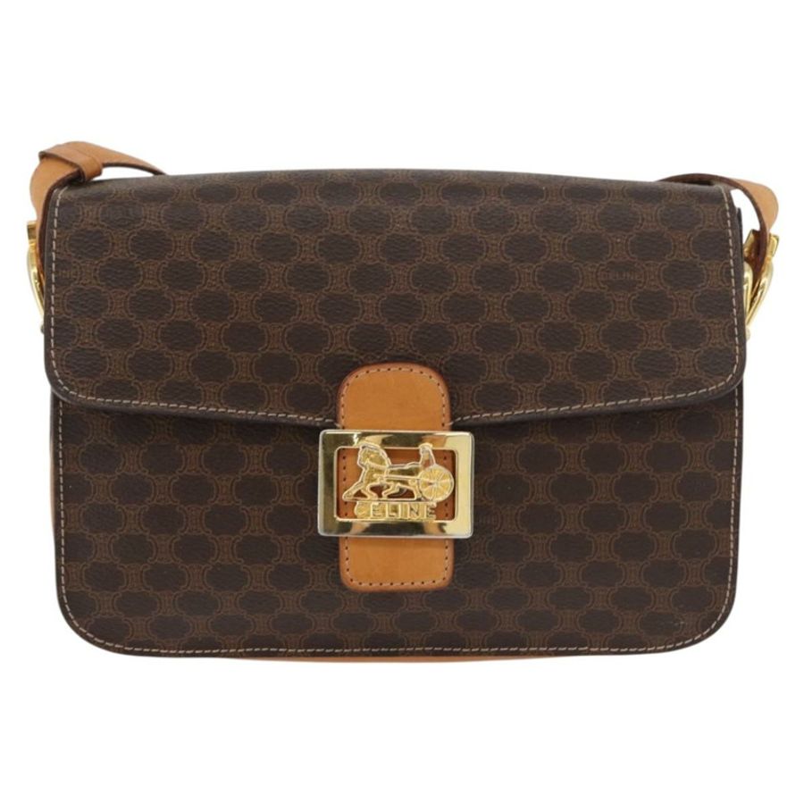 【日本直送】CELINE Macadam帆布馬車包 PVC皮革 棕色 金色 正品 177443A-12