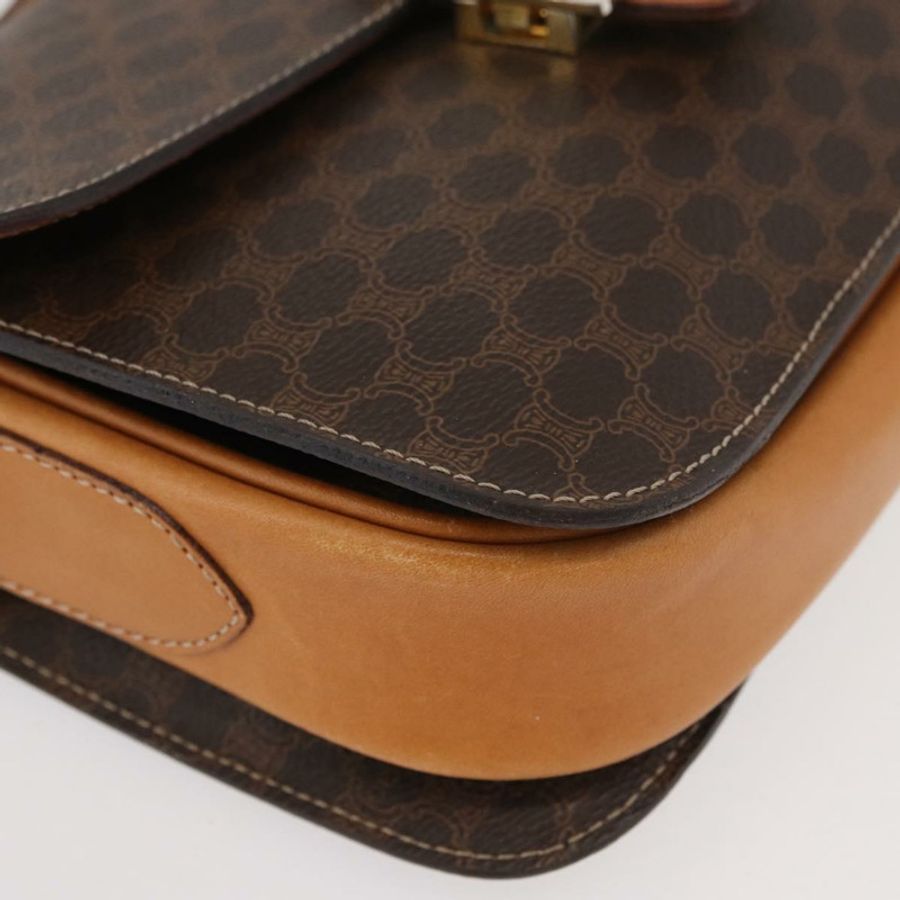 【日本直送】CELINE Macadam帆布馬車包 PVC皮革 棕色 金色 正品 177443A-13