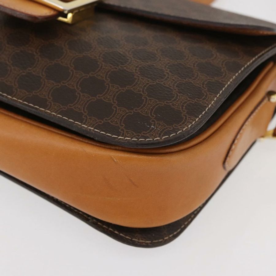 【日本直送】CELINE Macadam帆布馬車包 PVC皮革 棕色 金色 正品 177443A-14