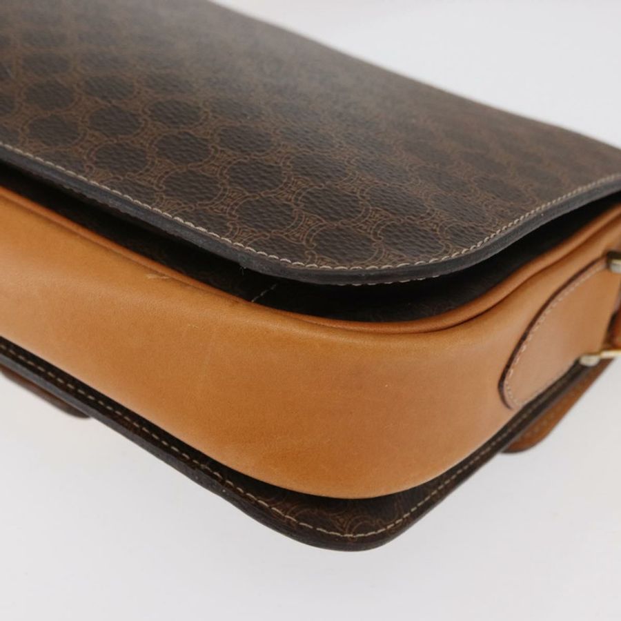 【日本直送】CELINE Macadam帆布馬車包 PVC皮革 棕色 金色 正品 177443A-16