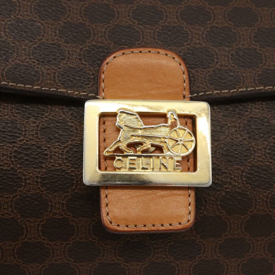 【日本直送】CELINE Macadam帆布馬車包 PVC皮革 棕色 金色 正品 177443A-17