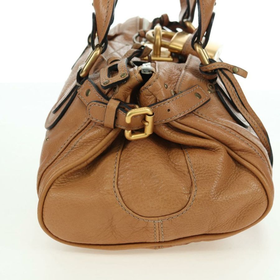 【日本直送】Chloe Paddington 手提包,棕色、銀色、金色皮革,正品,貨號 177046SAV-3