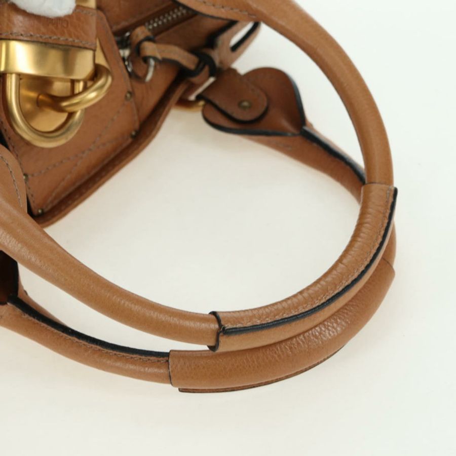 【日本直送】Chloe Paddington 手提包,棕色、銀色、金色皮革,正品,貨號 177046SAV-6