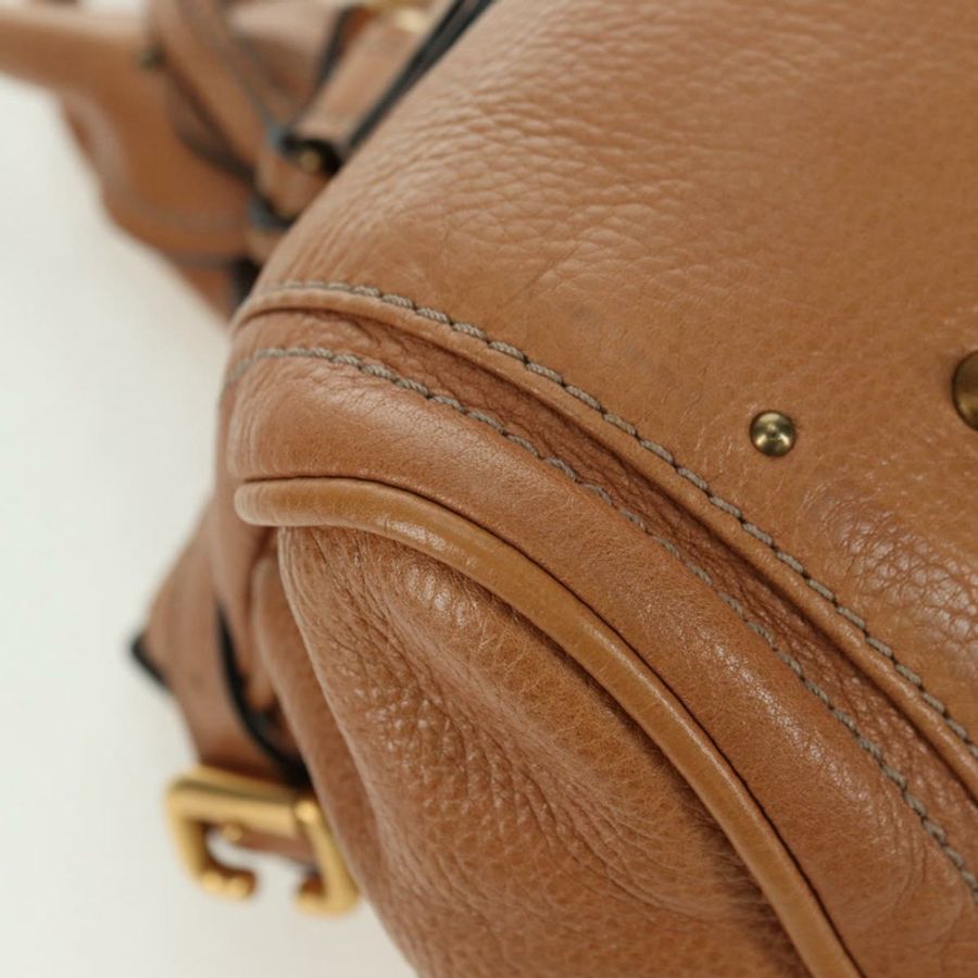 【日本直送】Chloe Paddington 手提包,棕色、銀色、金色皮革,正品,貨號 177046SAV-8