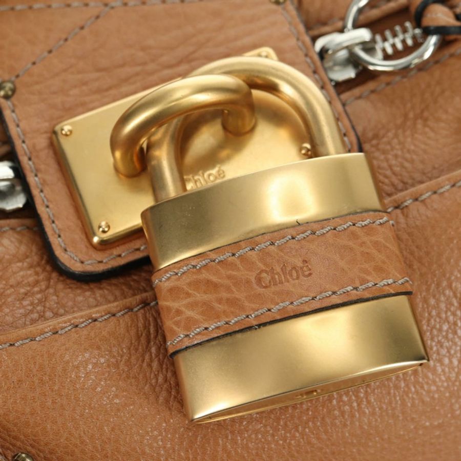 【日本直送】Chloe Paddington 手提包,棕色、銀色、金色皮革,正品,貨號 177046SAV-17