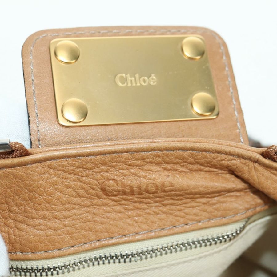 【日本直送】Chloe Paddington 手提包,棕色、銀色、金色皮革,正品,貨號 177046SAV-20
