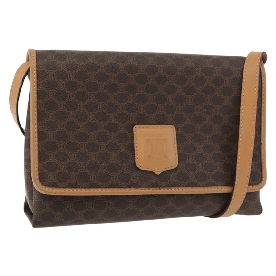 【日本直送】CELINE Macadam帆布肩背包 PVC皮革 棕色 金色 正品 am11484A-0