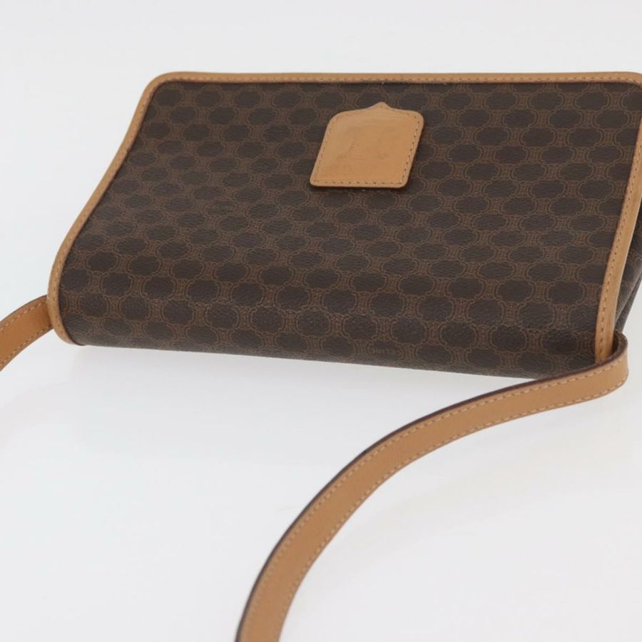 【日本直送】CELINE Macadam帆布肩背包 PVC皮革 棕色 金色 正品 am11484A-5