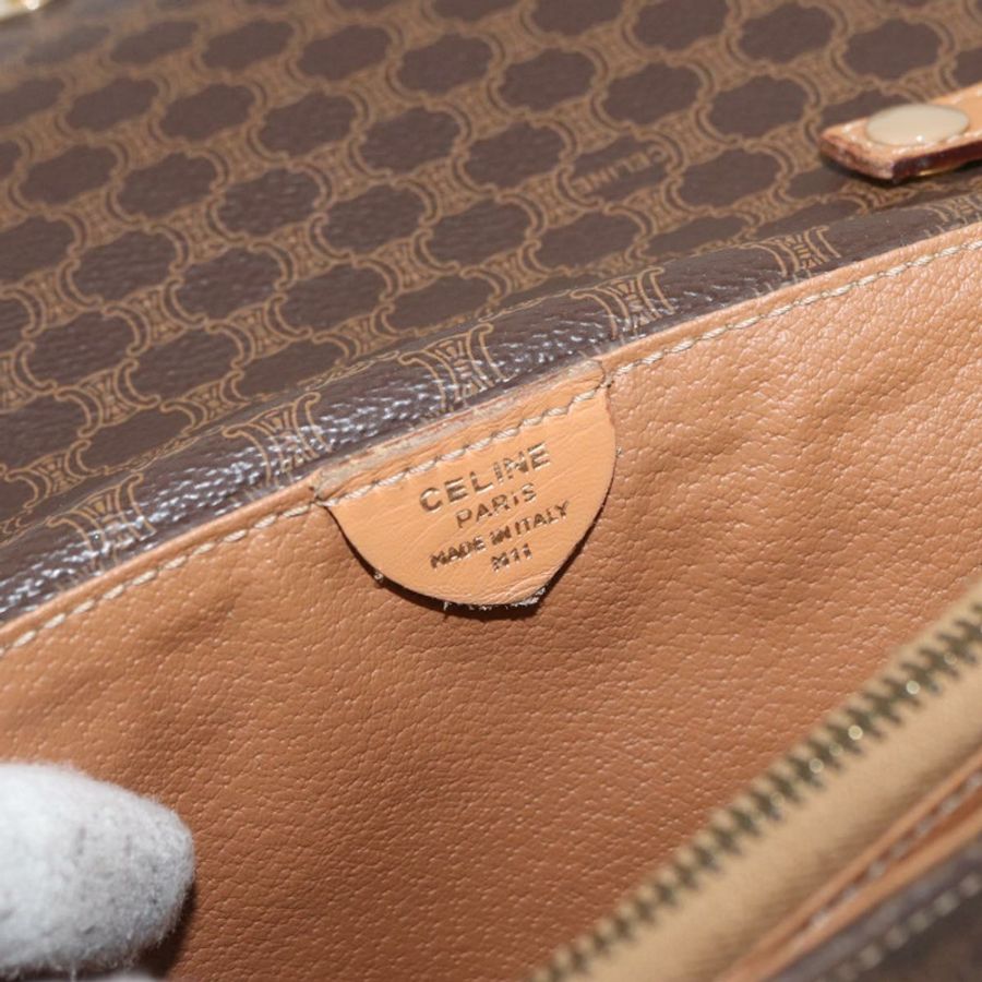 【日本直送】CELINE Macadam帆布肩背包 PVC皮革 棕色 金色 正品 am11484A-11