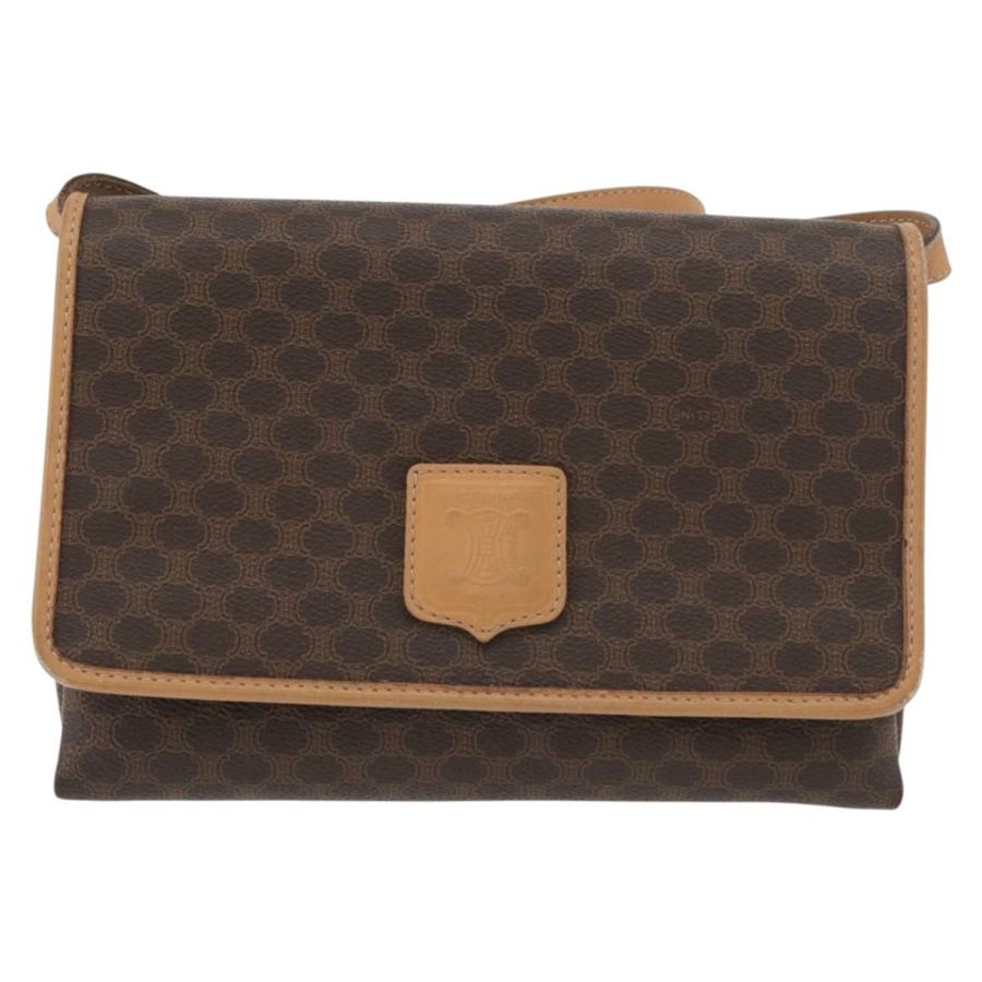 【日本直送】CELINE Macadam帆布肩背包 PVC皮革 棕色 金色 正品 am11484A-12