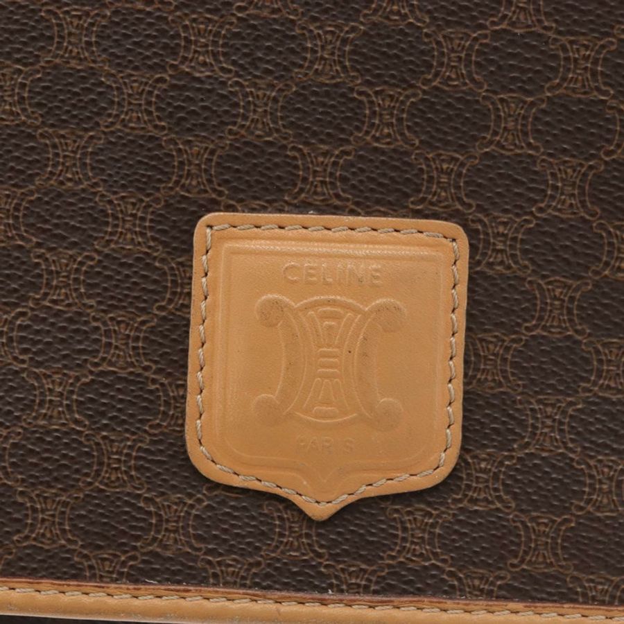 【日本直送】CELINE Macadam帆布肩背包 PVC皮革 棕色 金色 正品 am11484A-17