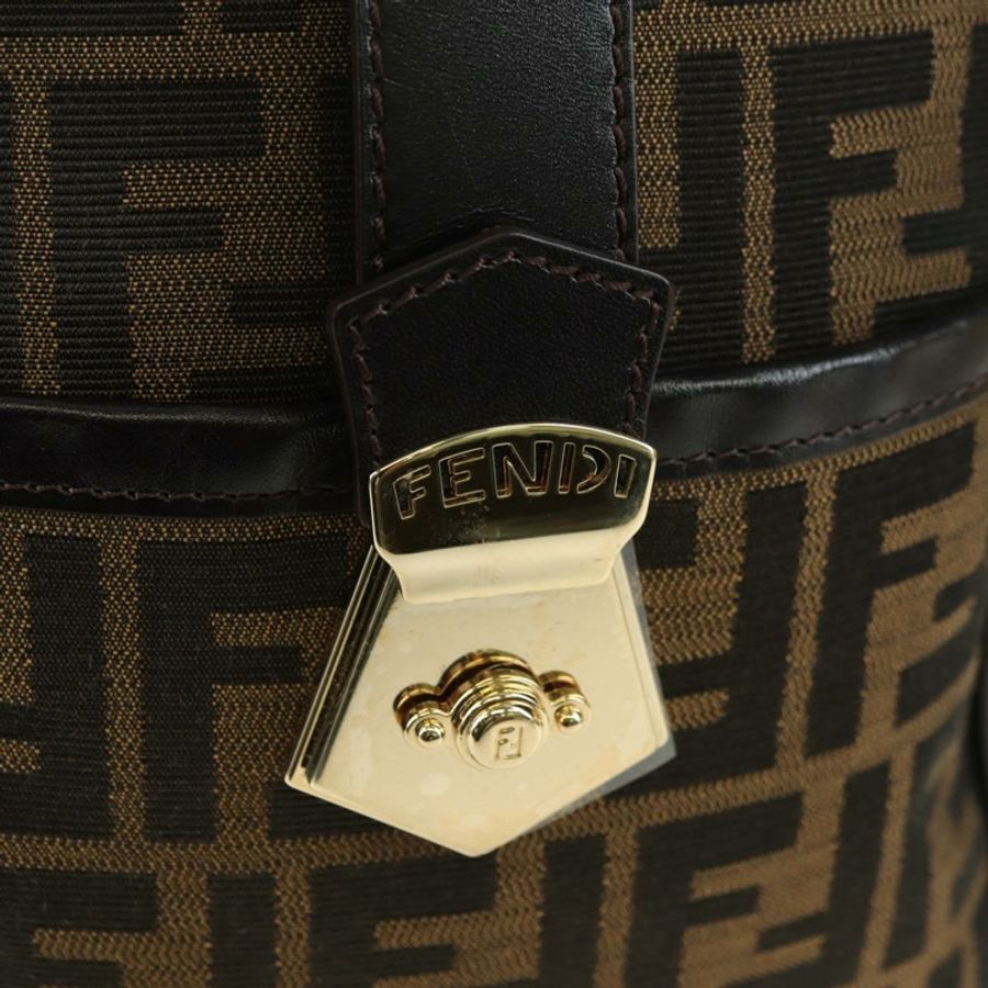 【日本直送】FENDI Zucca帆布迷你波士頓包 棕色/黑色 正品 am11498SAV-18