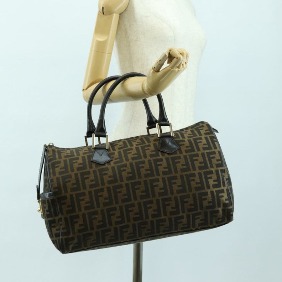 【日本直送】FENDI Zucca帆布迷你波士頓包 棕色/黑色 正品 am11498SAV-24