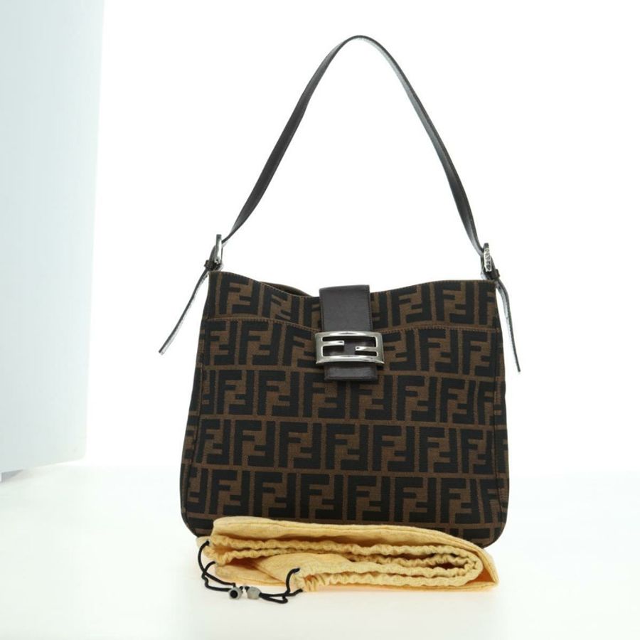 【日本直送】FENDI Zucca帆布Mamma Baguette單肩包 棕色/黑色 正品 177772SAV-11