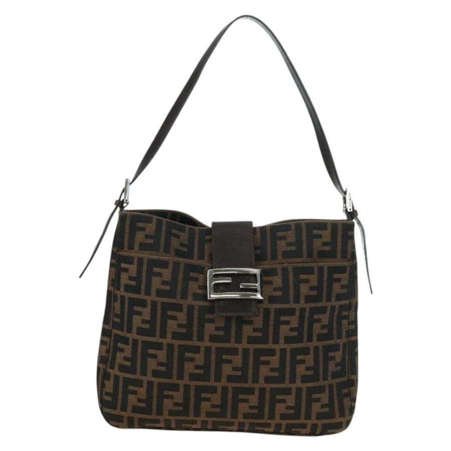 【日本直送】FENDI Zucca帆布Mamma Baguette單肩包 棕色/黑色 正品 177772SAV-12