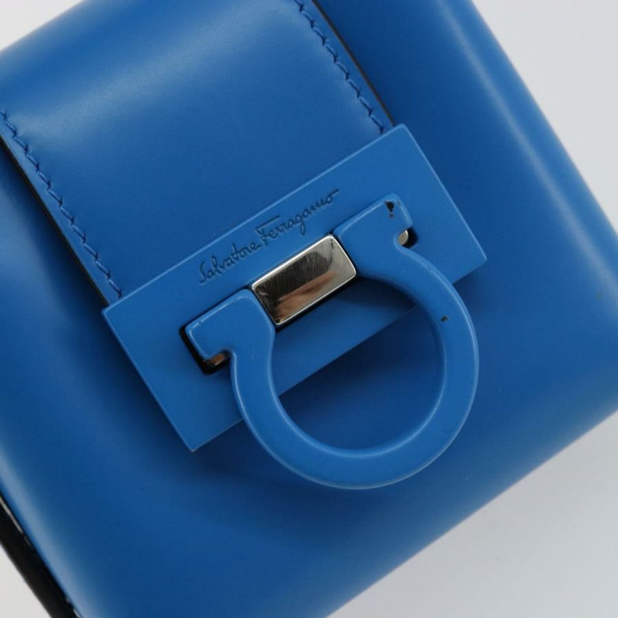 【日本直送】Salvatore Ferragamo Gancini 手袋 皮革 藍色 銀色 正品 177222A-16