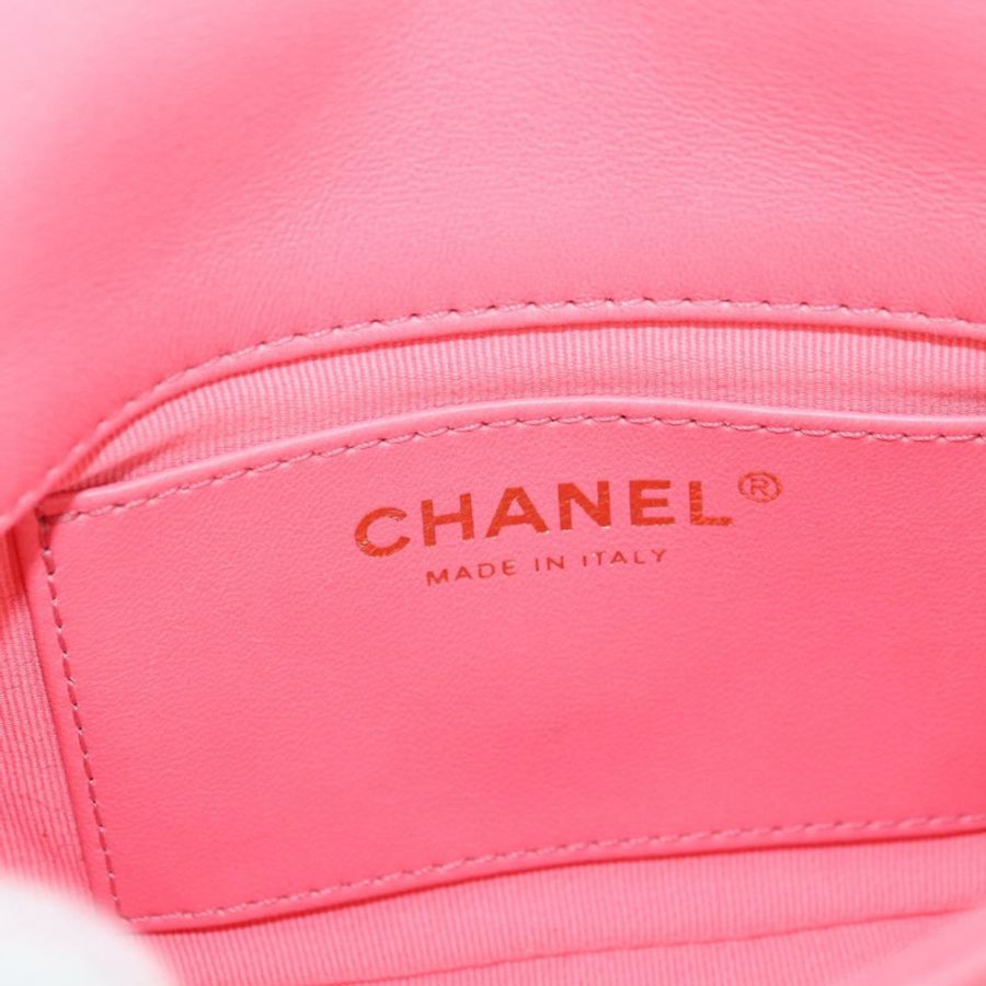 【日本直送】香奈兒 (CHANEL) 絎縫鏈條單肩包,羊皮材質,粉紅色金色雙C標誌,正品編號 177321SAM-20