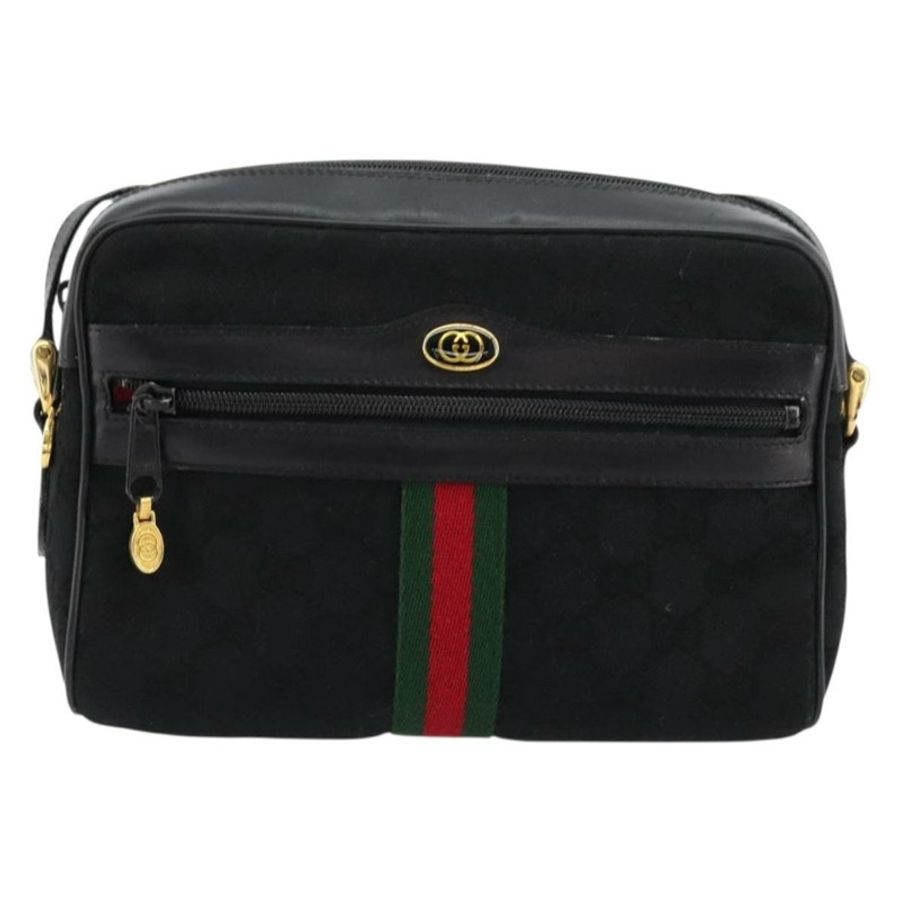 【日本直送】GUCCI GG帆布織帶雪莉線單肩包 黑色 紅色 綠色 正品 178590A-12