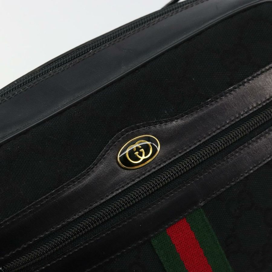 【日本直送】GUCCI GG帆布織帶雪莉線單肩包 黑色 紅色 綠色 正品 178590A-16