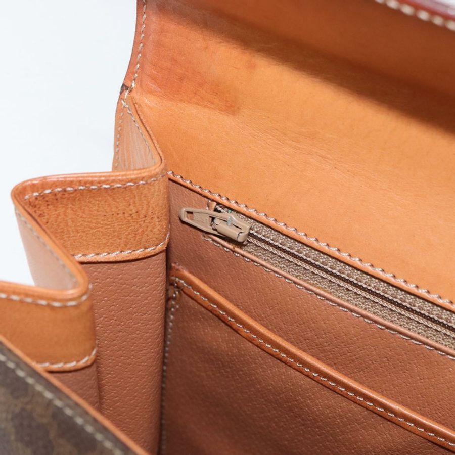 【日本直送】CELINE Macadam帆布手提包 PVC皮革 棕色 金色 正品 178653A-21