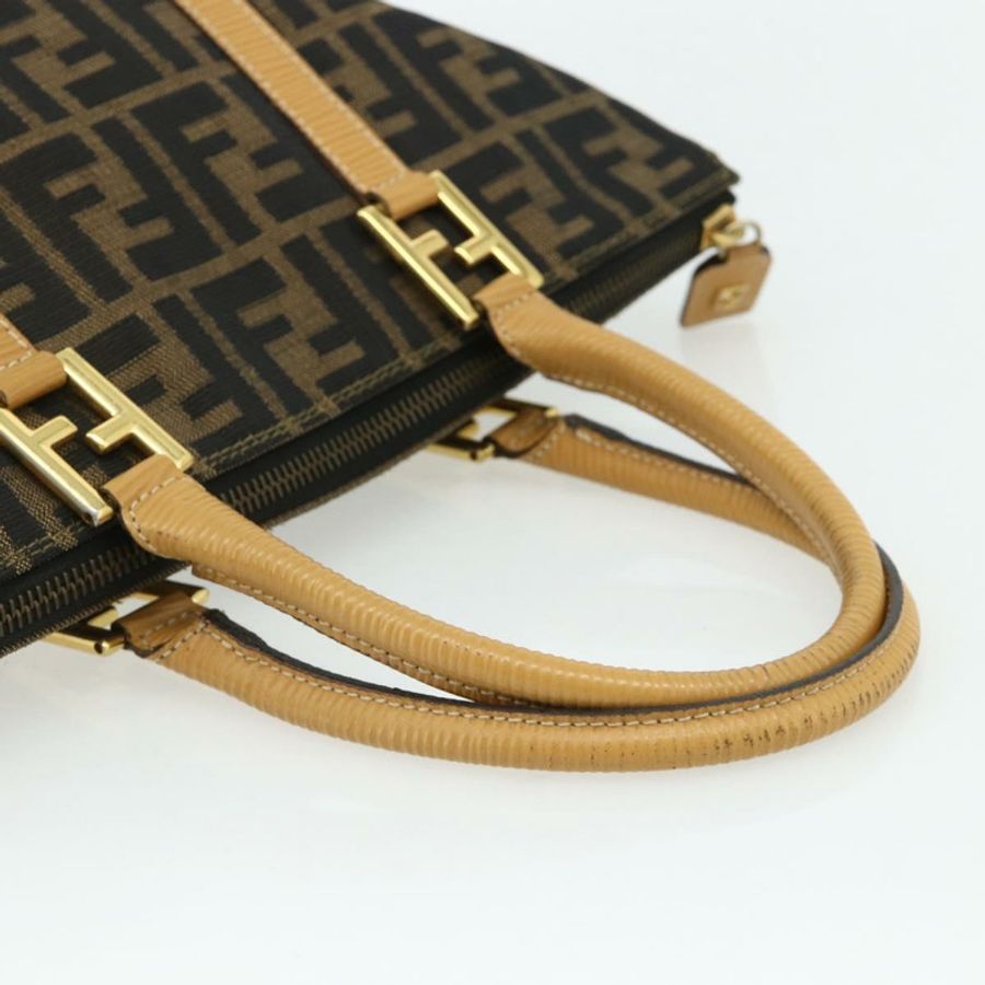 【日本直送】FENDI Zucca帆布手提包 黑色棕色 正品 178688A-6