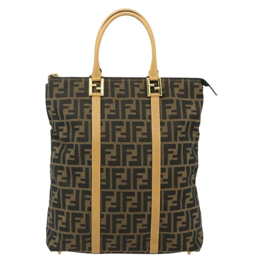 【日本直送】FENDI Zucca帆布手提包 黑色棕色 正品 178688A-12