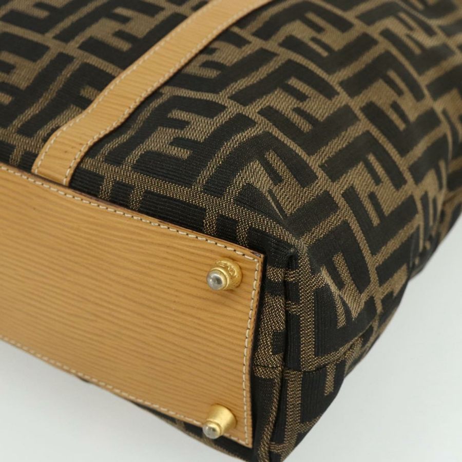 【日本直送】FENDI Zucca帆布手提包 黑色棕色 正品 178688A-13
